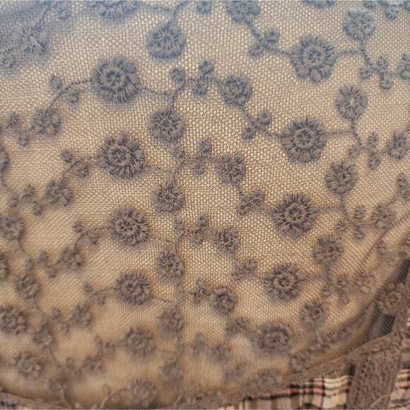 WE THE FREE LACE GRAY PLAID BLOUSE SIZE MED - Picture 6 of 8